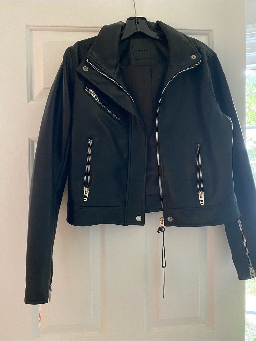 Blank NYC Black Leather Moto Jacket with Silver Hardware